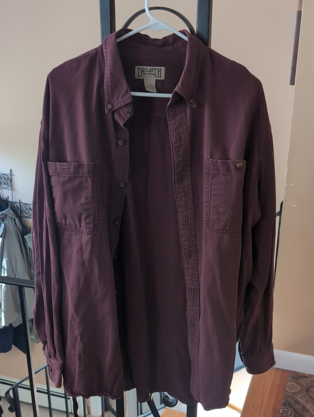 Duluth Trading Co Burgundy Button-Up Work Shirt Jacket